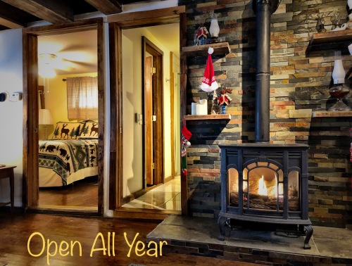 OPEN ALL YEAR - cozy w/propane fireplace and great views from inside. 