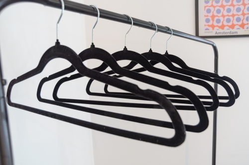 Clothing rail with hangers so you can unpack and settle in comfortably.