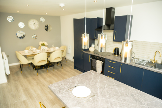 Modern kitchen space perfect for preparing home-cooked meals.