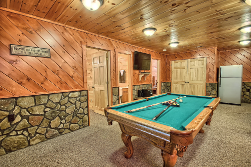 Pool Table and Bedrooms and Bathroom 2, lower level