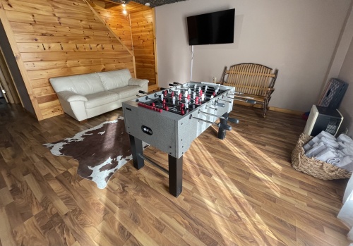 Foosball and Football (TV) make for a fun day.  Hot tub just out these lower level doors