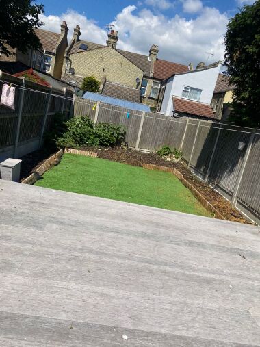 Lawn with flower beds