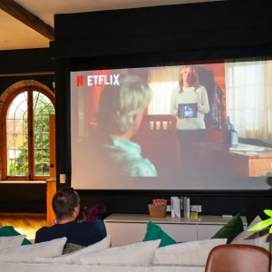 Enjoy our huge projector screen and complimentary popcorn! 