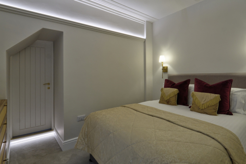Guest Bedroom 3 with tread lighting to Ensuite and beautiful highlighting of 150year old cornicing