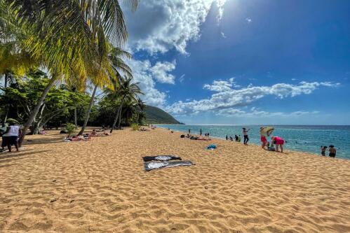 Plage au sable blanc en Guadeloupe