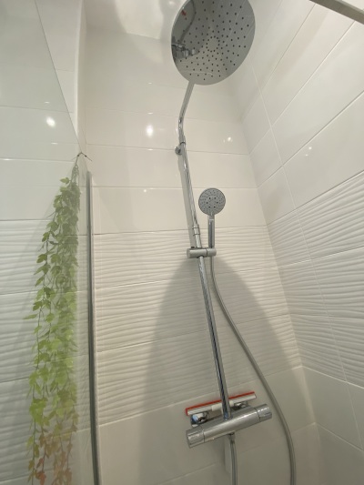 grande douche à l'italienne avec pommeau pluie