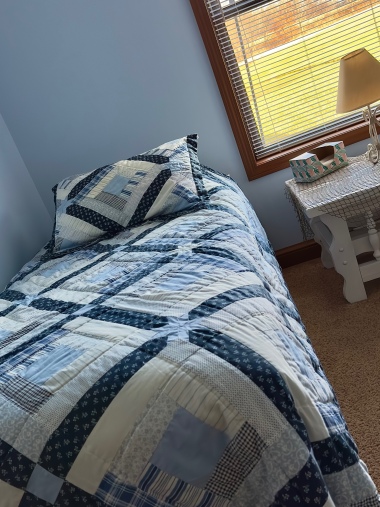 Room for 4.  There is a twin bed in each corner of the room. 