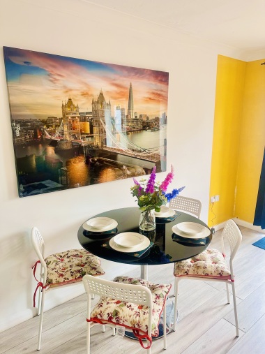 separate dining space in living room