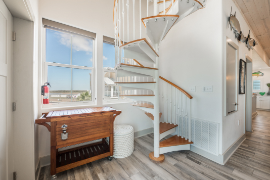 Spiral stairs go to roof or you can take the elevator