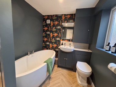 Beautiful bathroom with bath and separate shower