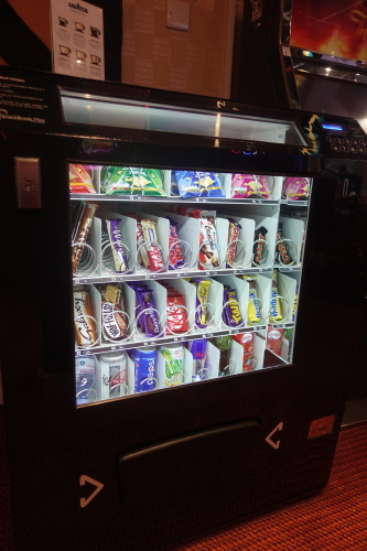 Chilled vending machine with drinks and snacks