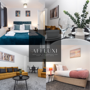 AFFLUXI — Four-view showcase of our stylish, fully equipped spaces designed for comfort, flexibility and a true home-from-home stay.