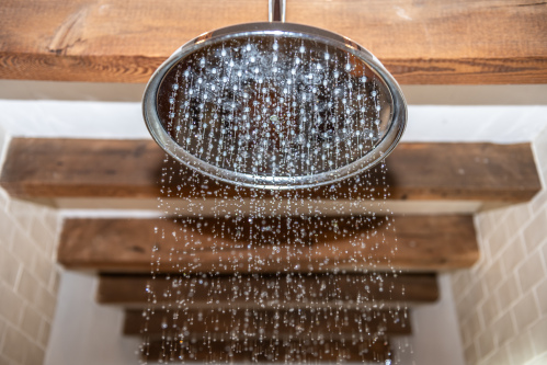 Powerful rainfall shower in the downstairs en suite — calming and spa-like