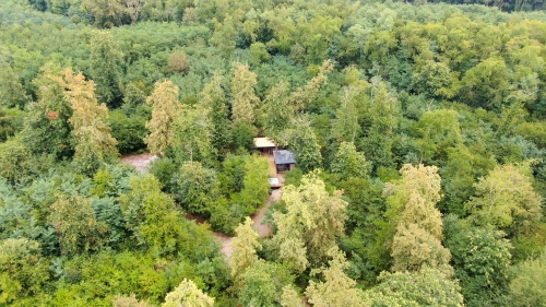 Vue aérienne sur l'écolodge et notre domaine