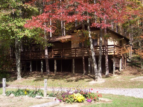 View of cabin from fire pit area