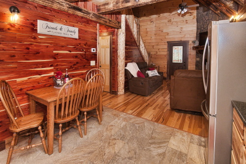 Dining Table, from Kitchen, highlighting Cedar accent wall