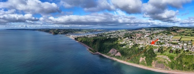 Aerial view of the house, private trail to beach and surrounding area 