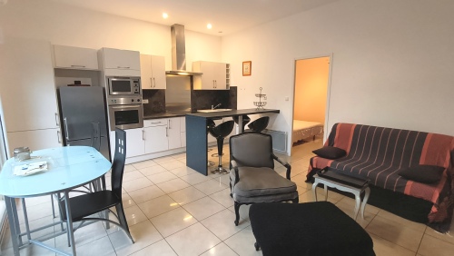 Pièce à vivre avec canapé convertible 2 couchages