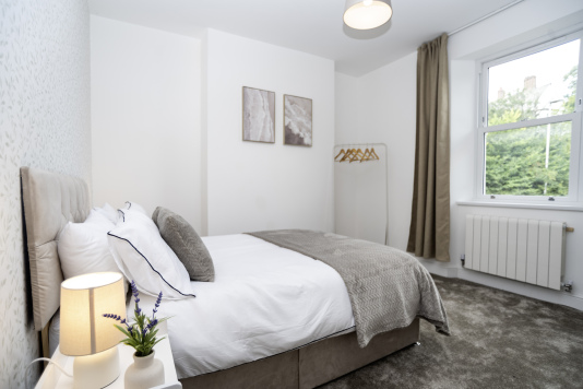 Calming Double Bedroom - Fresh hotel-standard bedding, stylish décor and plenty of space for clothes, mirrors and bedside essentials