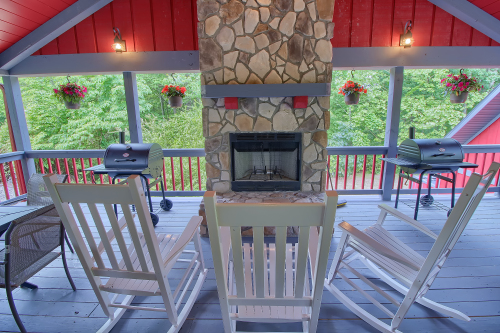 Back Deck, with Wood-Burning Fireplace, Southern Belle Lodge
