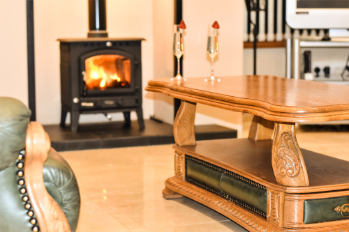Relax at this wood burning fire.
