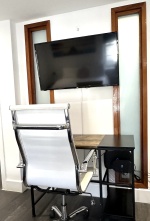 Beautiful large bedroom with stunning natural light, smart TV, desk with ergonomic chair, on-suite bathroom with walk in shower, lamp, built in wardrobe, chest of draws and everything else you need for a perfect stay!