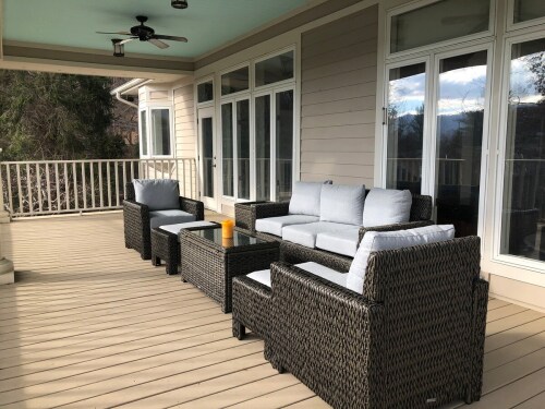 Relax outside on our covered porch 