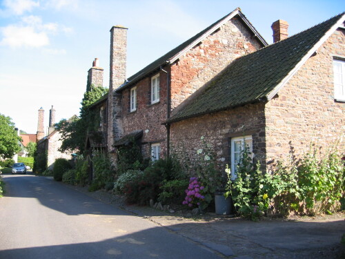 Bossington Village cottage house beside road