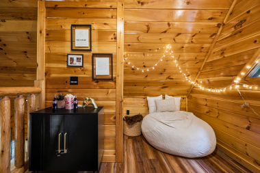 a loft made for yoga, movies, and quiet moments.

