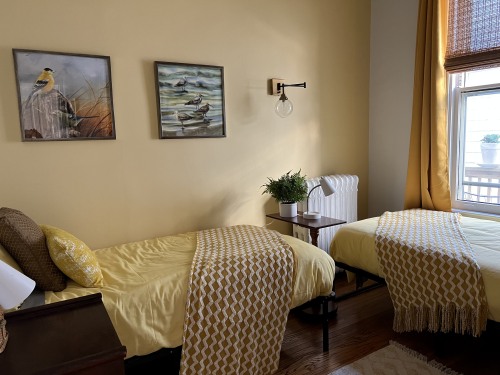 Two Twin beds in a sunny environment