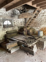 Old apple press, used for making calvados on the property