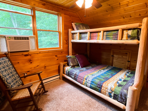 Second Bedroom with Full Log over Twin Log Bunk Beds