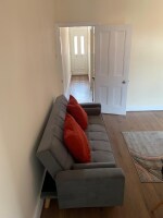 Our comfy Sofa bed seats 3 and sleeps one person