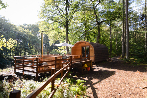 Elite Pod with Log fired hot tub