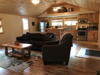 Nature's Retreat Cabins - Faye's Getaway - Living room and kitchen