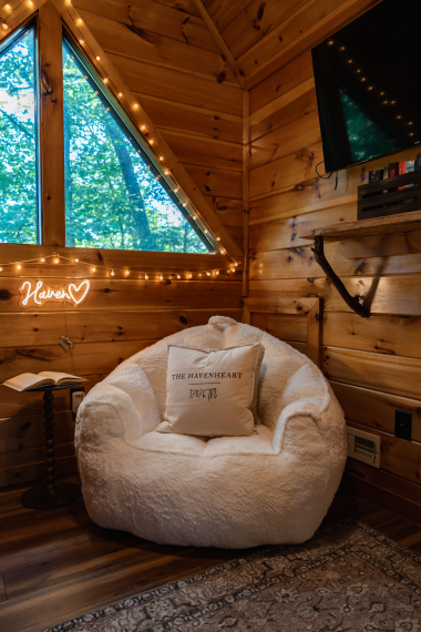 a warm loft where movies, books, and quiet nights all feel at home.