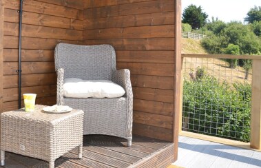 Outside the glamping pod 