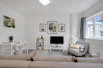 Living room with large sofa bed