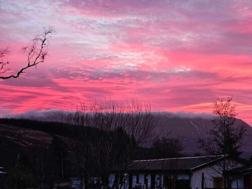 Sunset over the property