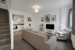 Living room with large sofa bed