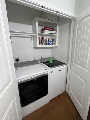 Large capacity W/D, we leave starter amount of detergent