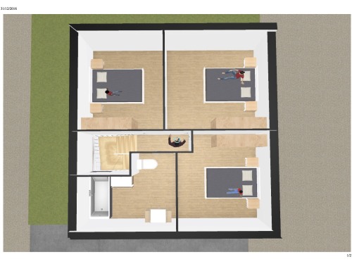 Plan de l'étage comprenant 3 belles chambres et 1 salle de bain