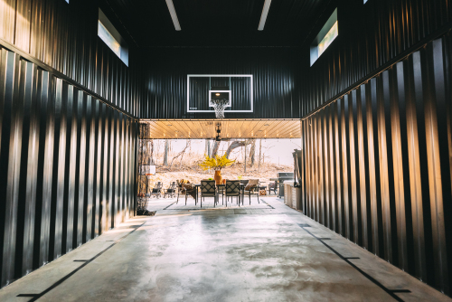 Outdoor covered basketball court