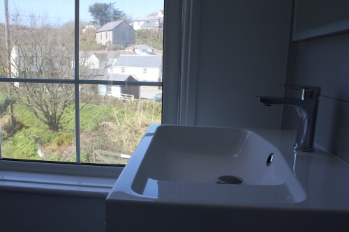 Porthoustock Bathroom and view