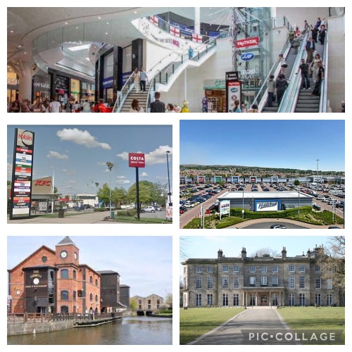 Shopping, leisure parks and local attractions like Wigan Pier and Haigh Hall