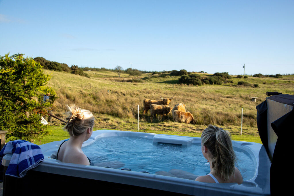 [{'Text': 'View from hot tub', 'CultureCode': 'en-GB'}] glamping cabins and grounds, photo 8 of 32