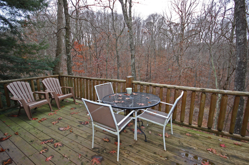Outdoor Dining Table and Adirondack Chairs, Back Deck