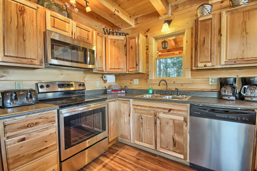 Closeup of Kitchen Oven, Range, Microwave, Dishwasher