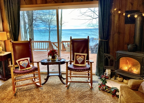 Great views from inside and a lovely propane fireplace.