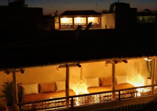 The terrace pergola by night